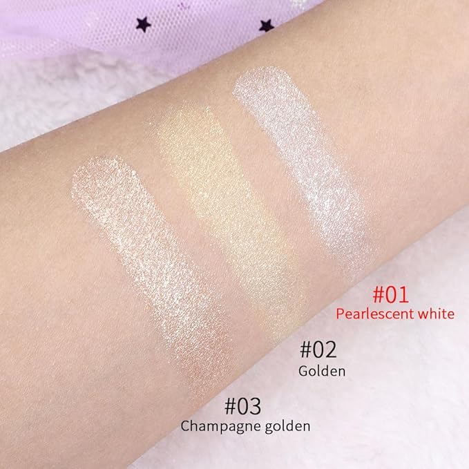 evpct Pearl White Silver Face Highlighter Makeup, White Shimmer Glitter Diamond Sparkly Highlighters Makeup Eyeshadow Palette Powder for Face Body Cheek Skin, inner Corner Eye Highlighter Make up 01