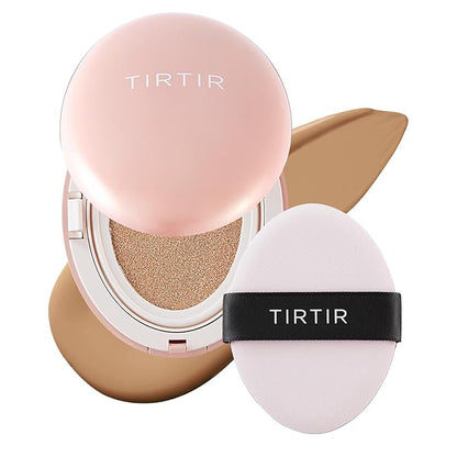 TIRTIR Mask Fit All Cover Pink Cushion Foundation | High coverage, Velvety Matte Finish, Lightweight, Flawless, Corrects Redness, Korean Cushion (#29N Natural Beige, Full Size, 0.63 Fl Oz)