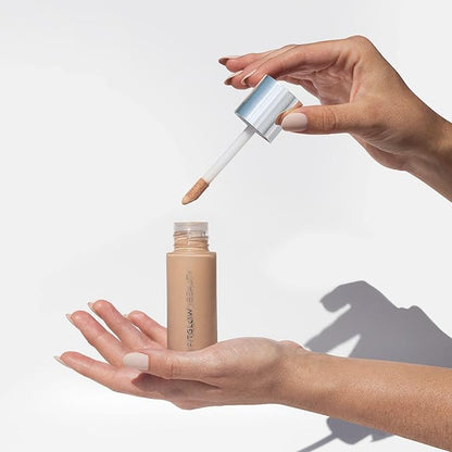 Fitglow Beauty - Natural Foundation+ Photo-Filtering Foundation | Vegan, Woman-Owned Clean Beauty (F2 - Light Cool, Peach Undertones)