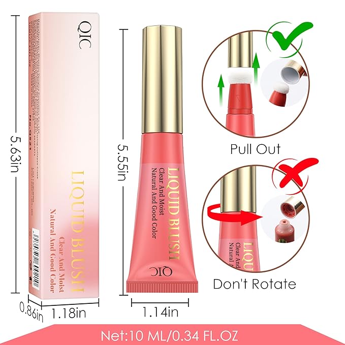 POPMISOLER Liquid Blush for Cheeks, Natural Matte Blush Wand with Cushion Applicator Long-wearing Soft Cream Blush Stick for Cheeks and Lips Blendable Stick Blush Makeup Liquid Cheek Blush, Peach Pink