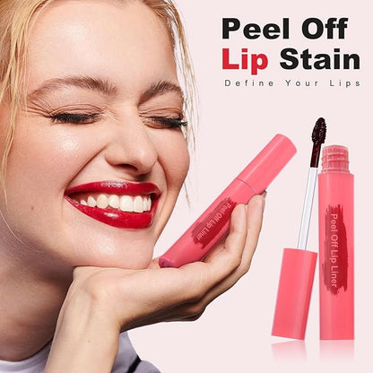 Lip Stain - Long-Lasting Moisturizing Waterproof Peel Off Lip Liner Transfer-Proof with Matte Finish Stay on All Day (Rose, #03)
