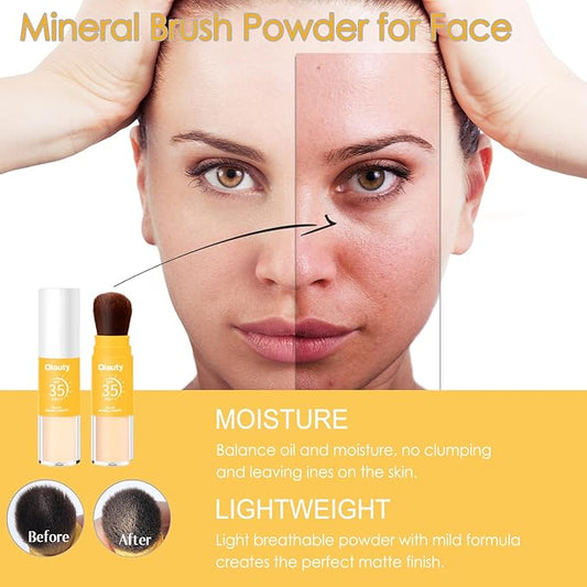 Mineral Hair Sunscreen Setting Powder, SPF 35, Matte Oil Control Mineral Brush on Sunscreen Powder for Face & Scalp, Natural Setting Face Powder,Lasting Lightweight Breathable (#01 Translucent, 8g)