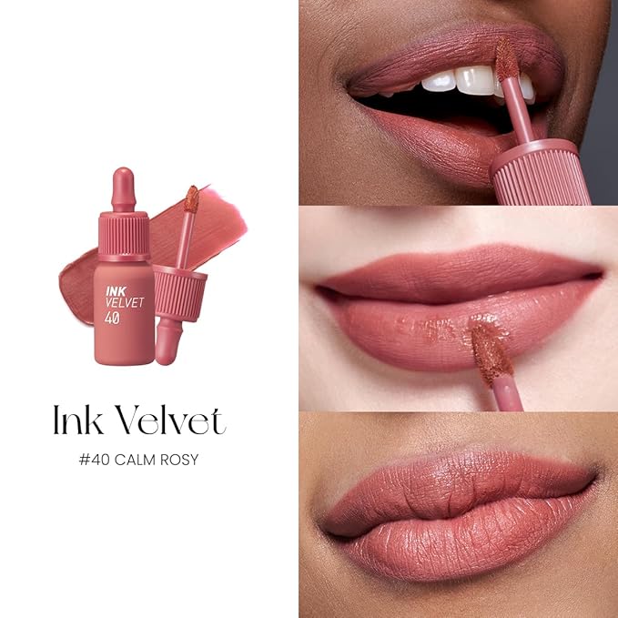 Peripera Ink the Velvet Lip Tint - High Pigment Color, Longwear, Weightless, Not Animal Tested, Gluten-Free, Paraben-Free (040 CALM ROSY(NEW))