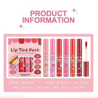 6 Colors Peel off Lip Stain Set, Peel off Lip Liner Tattoo Matte Finish Lip Tinted Lipstick Liquid Lipstick Long-Lasting Bright Colors, Lip Makeup Gift for Women