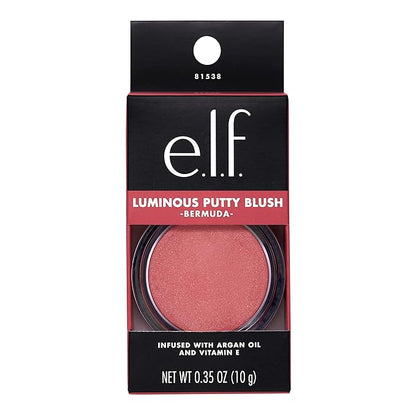 e.l.f. Luminous Putty Blush, Putty-to-Powder, Buildable Blush With A Subtle Shimmer Finish, Highly Pigmented & Creamy, Vegan & Cruelty-Free, Bermuda