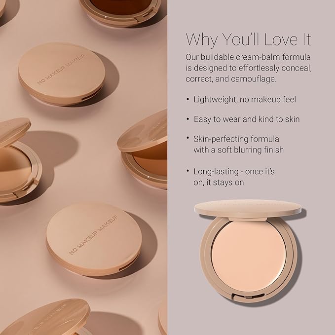 Foundation by No Makeup Makeup | Conceal & Correct with Long-Lasting, Buildable Formula & Lightweight Soft Finish | Cruelty-Free, Vegan, Fragrance-Free | Porcelain