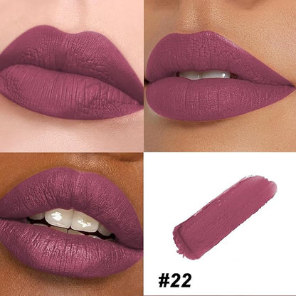 Matte Bullet Long Wear Lipstick - Vegan and Cruelty-Free - Smudge and Waterproof Matte Lipstick with Moisturizing Formula - All Day Comfort - (Plum Allure #22)