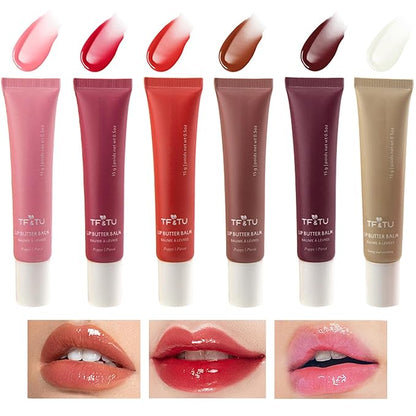 6 Colors Hydrating Lip Gloss Lip Oil, Moisturizing Lip Balm Non-Sticky Tinted Lip Oil, Glossy Lip Gloss, Long Lasting Lipgloss Plumping Jelly Liquid Lipstick