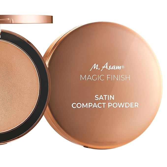 M. Asam MAGIC FINISH Satin Compact Powder Beige (8 g) - pressed powder for perfect hold, matting & perfecting, prolongs the hold of make-up, with hyaluronic acid & vitamin E, vegan