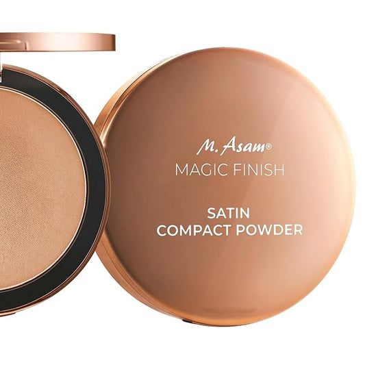 M. Asam MAGIC FINISH Satin Compact Powder Beige (8 g) - pressed powder for perfect hold, matting & perfecting, prolongs the hold of make-up, with hyaluronic acid & vitamin E, vegan