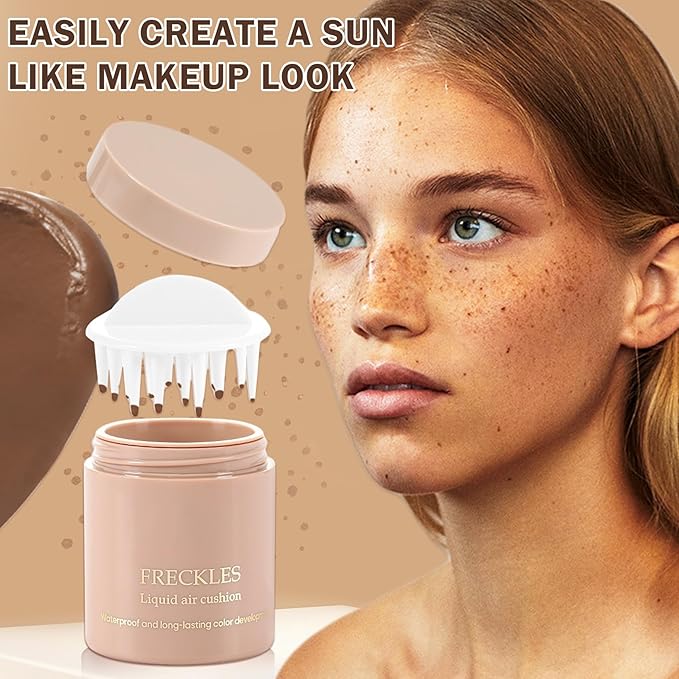 Freckle Pen Fake Freckle Stamp Natural-Looking Quick Dry Cover Blemishes Waterproof Long Lasting Faux Freckles Cushion for Trendy Wild Sunburn Nude Makeup #Saddle Brown
