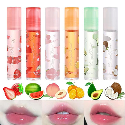 Moisturizing Lip Oil Set - 6 Pcs Roll-on Fresh Glaze, Transparent Colorless Lotion for Hydrating and Care (#4)