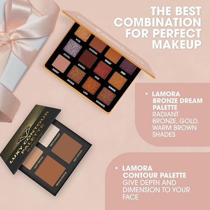 Lamora Bronze Smokey Eyeshadow Palette with Powder Contour Palette