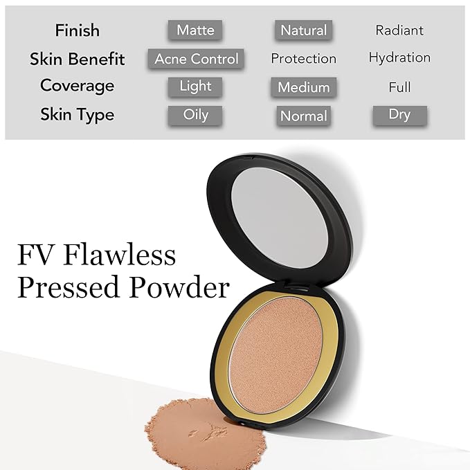 FV Matte Pressed Face Powder - Oil-Control & Long-Lasting Medium Coverage for Oily, Dry & Normal Skin, 0.28 Oz, Natural Beige