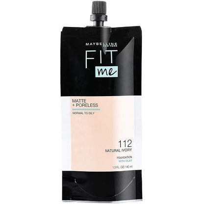 Maybelline New York Fit Me Matte + Poreless Liquid Foundation, Pouch Format, 112 Natural Ivory, 1.3 Ounce