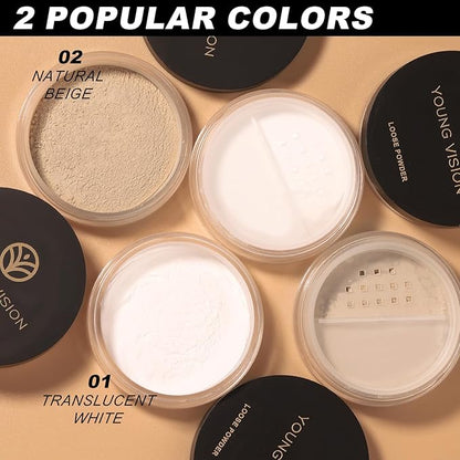 YOUNG VISION Flawless Finish Loose Face Powder - Translucent Setting Powder, Blurs Fine Lines & Imperfections, Lightweight, Long-Lasting, Suitable for All Skin Types, Makeup Essential