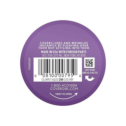 COVERGIRL+OLAY Simply Ageless Instant Wrinkle-Defying Foundation, 210 Classic Ivory, 0.44 Fl Oz (Pack of 1)