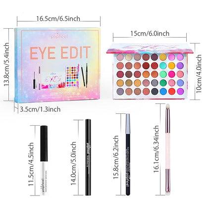 All in One Makeup Kit for Women Full Kit Girls Makeup Gift Sets Xmas Essential Bundle Include Eyeshadow Palette Lipstick Blush Concealer Eyeliner Mascara Foundation Brush Eyebrow Pencil