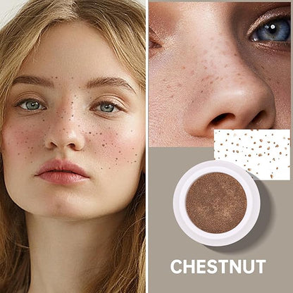 Freckles Stamp Air Cushion (Chestnut) and Face Oil Blotting Powder Cushion, Waterproof Long Natural Freckle, High Moisturizing Matte Makeup For Oily Skin
