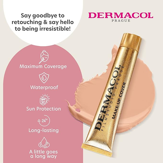 Dermacol Mini Full Coverage Foundation 13g, Liquid Matte Makeup with SPF 30, Waterproof Foundation for Oily Skin, Acne & Under Eye Bags, Long-Lasting Makeup Products Shade - 209