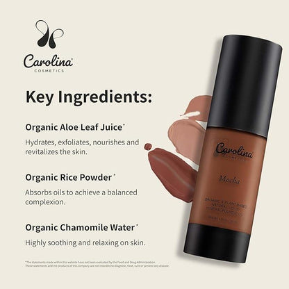 Plant-Based Foundation in Mocha Shade - Hydrating, Pore-Minimizing & Buildable Coverage - Vegan, Non-GMO, Gluten-Free, Paraben-Free- Sun Protection - 1Fl Oz