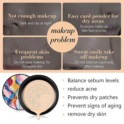 Indicativet Mushroom Head Air Cushion Cc Cream, Air Cushion Cc Cream Mushroom Head Foundation, BB Cream Face Make Up, Long Lasting Matte Moisturizing Concealer, New Packaging (Natural, 1pcs)
