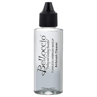 4 Ounce Bottle of Belloccio Makeup Airbrush Cleaner - Fast Acting Cleaning Solution, Quickly Cleans Flushes Out Airbrush Makeup Foundation, Blush, Highlighter - Clean Cosmetic Makeup Brushes, Paint