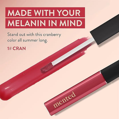Mented Cosmetics Lip Gloss for Women Tinted Lip Balm Stain, Long Lasting Buildable Moisturizing Lipgloss Lipstick Topper, Made in USA, Cruelty Free Vegan Makeup, #1 Cran