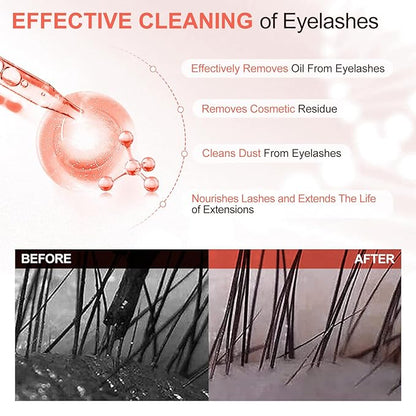 Lash Shampoo Concentrate 30ml Lash Cleanser Concentrate Add Hyaluronic Acid Oil-Free Lash Extension Shampoo Perfect for Salon，Peach