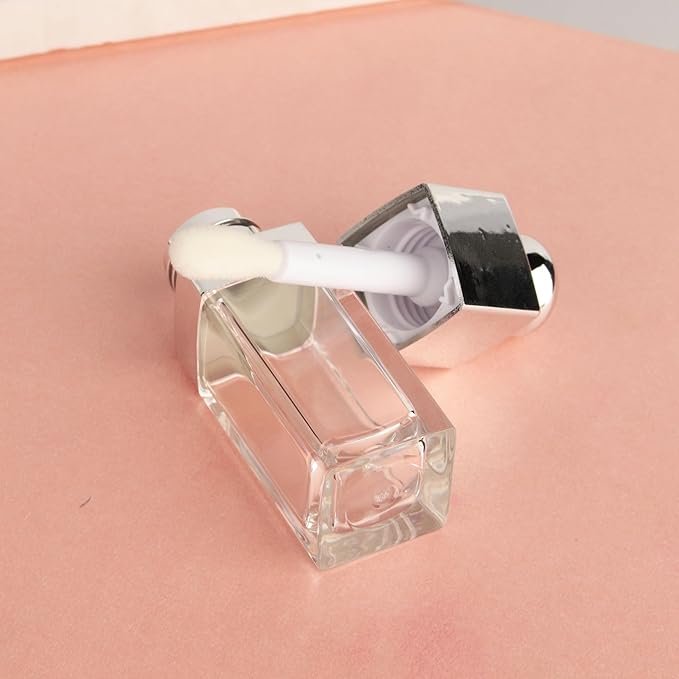 COSIDEA 18PCS Empty 8ML Square clear Lip Gloss Tube Silver big doe foot wand lipgloss tubes for Lip oil tint bottles container