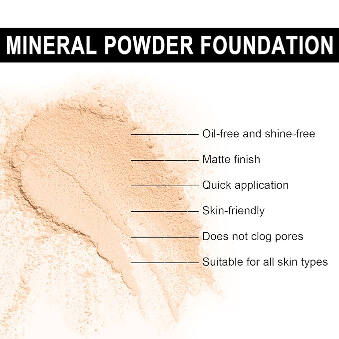 Sunscreen Mineral Powder Foundation, SPF 35, Talc-Free, Loose Powder Foundation, Buildable Lightweight Coverage, for Matte Base Makeup (#05 Fair Light Foundation Makeup)