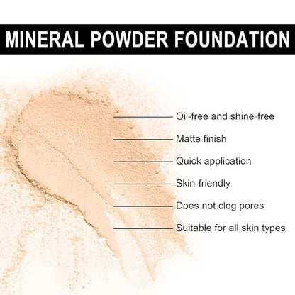 Sunscreen Mineral Powder Foundation, SPF 35, Talc-Free, Loose Powder Foundation, Buildable Lightweight Coverage, for Matte Base Makeup (#05 Fair Light Foundation Makeup)