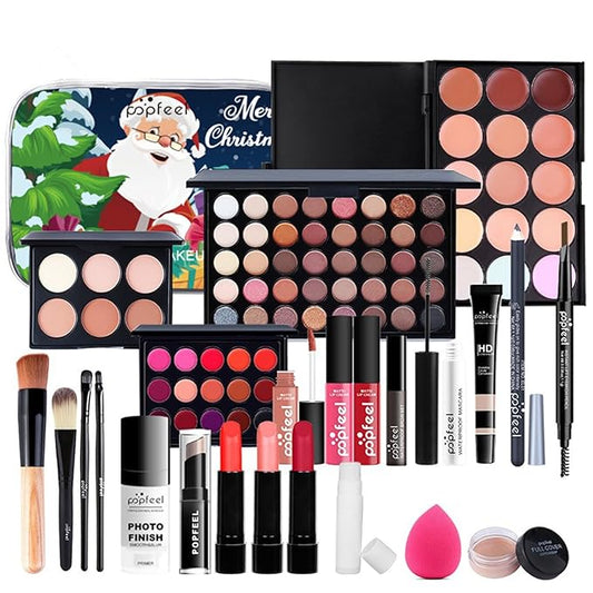 All in One Makeup Kit for Women Full Kit, Valentine's Day Gifts for Women Girls, Essential Bundle With Eyeshadow Palette, Brush, Lipstick, Blush, Foundation, Concealer, Mascara, Eyebrow Pencil