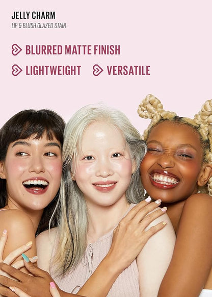 KAJA Lip & Blush - Jelly Charm 04 Fig Soda | with Keychain, Triple Berry Complex, Lemon Fruit Extract & Olive Squalane, Hydrating, Long Lasting Tint, Lightweight, Creamy Cream Tinted Type, 0.17 Oz