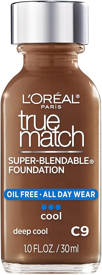 L’Oréal Paris Makeup True Match Super-Blendable Liquid Foundation, Deep Cool C9, 1 Fl Oz, 1 Count