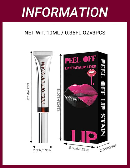Erinde 3 Colors Peel Off Lip Liner Stain, Long Lasting Waterproof Lip Tattoo, Matte Finish Transfer-Proof Lip Stain for All Day Wear, Highly Pigmented Nude Lip Color, Vegan & Cruelty-Free, Set A