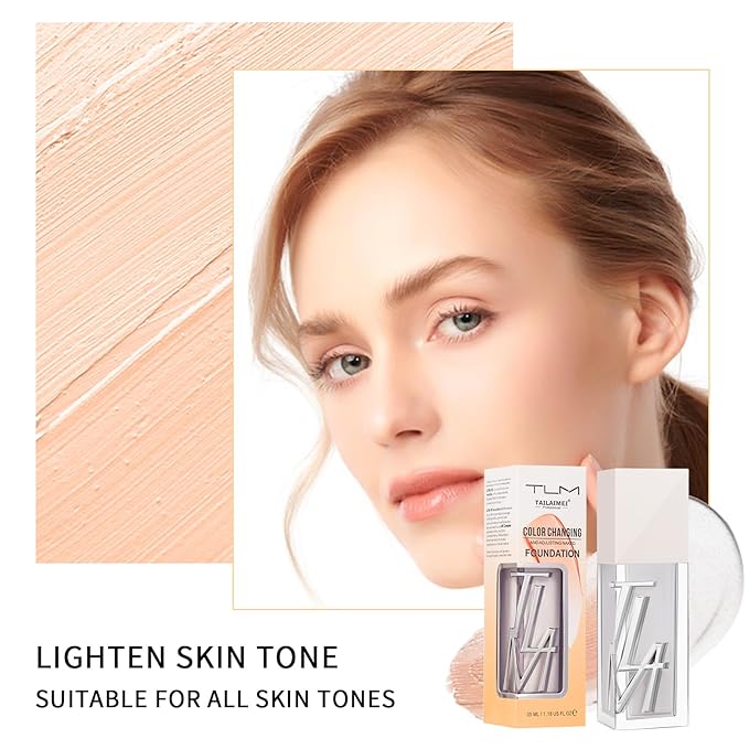 Foundation Makeup, Colour Changing Foundation, Moisturises Skin,Creates a Natural, Flawless Makeup, Waterproof and Sweatproof, Suitable for Many Skin Tones, 35ml
