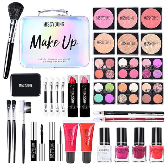 Makeup Kit, Professional Makeup Palette Travel Makeup Case with Eyeshadow Lipstick Concealer Lip Gloss Eyeliner Mascara Contour Bronzer Powder, Makeup Sets for Women Girl