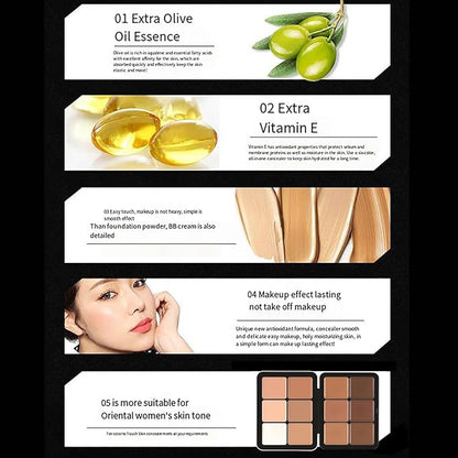 12 Colors Full Coverage Concealer Palette, FantasyDay Lightweight Creamy Formula Makeup Contour Palette Color Corrector Conceals Moisturizing Foundation for Cover Dark Circle Redness Acne Blemish