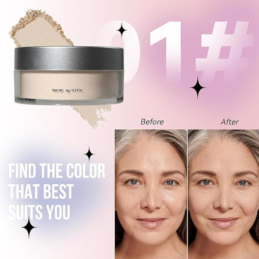Oil Control Loose Powder, Translucent Setting Powder, Long-Lasting Shimmer, Lightweight Face Powder for Women, Polvo Traslúcido Maquillaje (01#, 1pc)