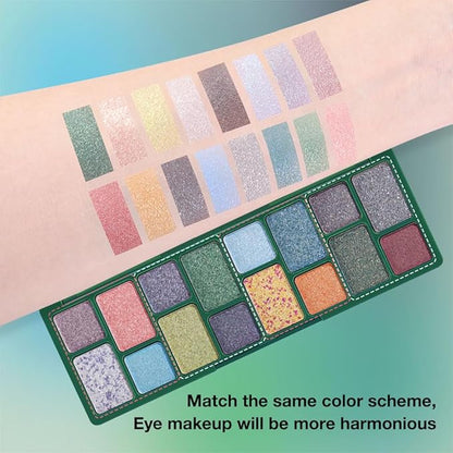 16 Colors Eyeshadow Palette,Matte&Glitter&Shimmer Eyeshadow Makeup,Naturing-Looking,High Pigment Waterproof Eye Shadow Palette Makeup, 100% Cruelty-free (04#Super Flash Series)