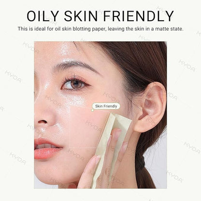 KYDA 400 Sheets Oil Blotting Paper with Mirror and Puff, Refills Included, Skin-friendly Face Oily Absorbing Sheets for All Skin, Travel Size (1 Formal + 3 Fillers)