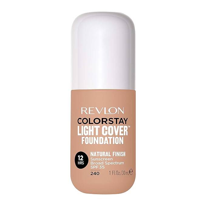 Revlon ColorStay Light Cover Liquid Foundation, Hydrating Longwear Weightless Makeup with SPF 35, Light-Medium Coverage for Blemish, Dark Spots & Uneven Skin Texture, 240 Medium Beige, 1 fl. oz.