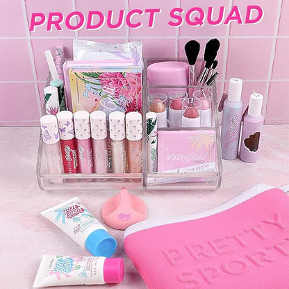Petite 'n Pretty Everyday At First Glow Makeup & Featherlight Clear Mascara Set for Kids, Teens, & Tweens - Natural 3-in-1 Palette with Lip Gloss, Dual Purpose Brow & Lash Gel, Non-Toxic