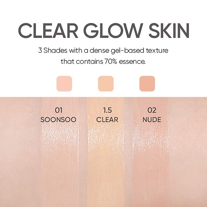 AMUSE SEOUL Dew Jelly Vegan Cushion Foundation 1.5 CLEAR | dewy, glow, long-lasting, double coverage, clean beauty, lightweight, natural look, foundation for sensitive skin, hydrating cushion