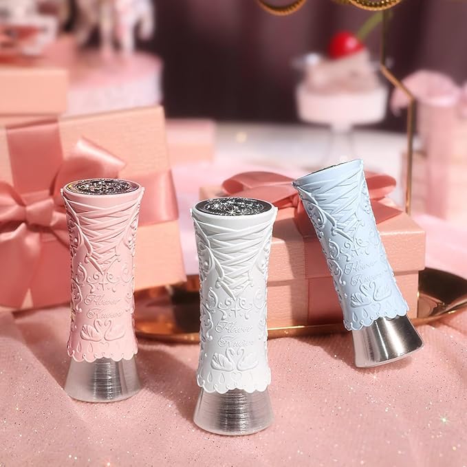 Flower Knows Swan Ballet Shine Lipstick,Hydrating Solid Lip Gloss,Moisturizing Pink Tinted Lip Balm-Long Lasting Lip Gloss in Balm for Girls&Women,Vegan & Cruelty-Free(B06 Blue Ribbon)