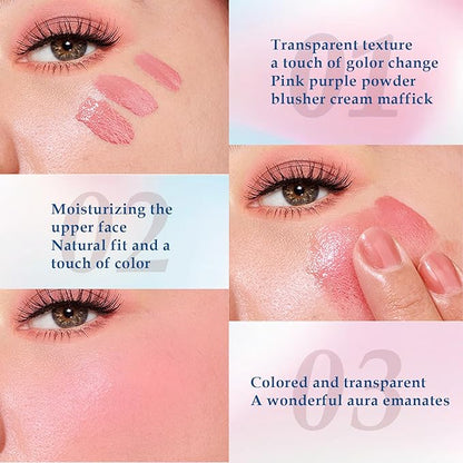 Black Cream Blush,Color Changing Blush for Cheeks and Lips Tint Magic Black PH Temperature Changing Face Tint Stain Blush Blendable Dewy & Natural Finish for All Skin Tones (02# Black)