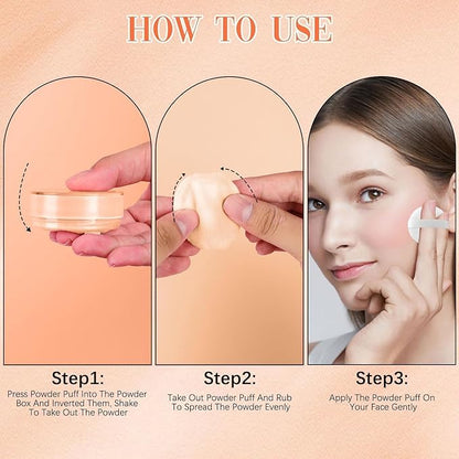 AlluraBeauty Blurring Powder,Blurring Setting Powder,Beauty Blurring Powder, Pink Setting Powder Makeup Waterproof,Pink Powder Loose Setting for All Skin Tones (Orange, A)