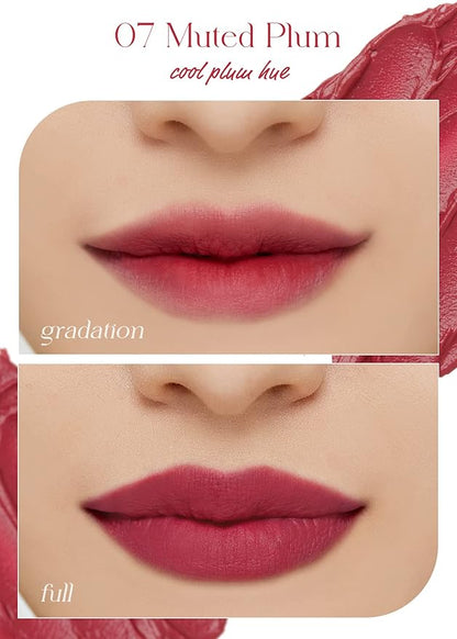 I'M MEME Lip Stain - Color Key Ring Velvet Tint - Gift, Highly-pigmented, Long Lasting, Travel-Friendly, Velvet Finish, 07 Muted Plum, 2.8 g