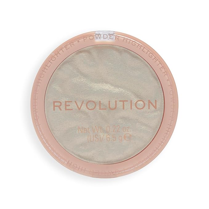 Revolution, Reloaded Pressed Powder Highlighter, Intensely Pigmented for a High Impact Dewy Finish, Golden Lights, 0.22 Oz